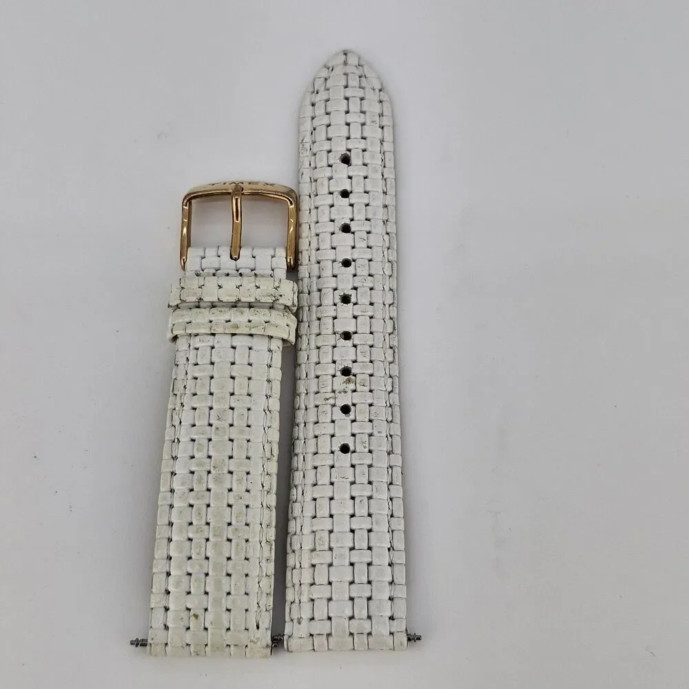 Timex 20MM White Leather Band‎ Straps Gold Buckle